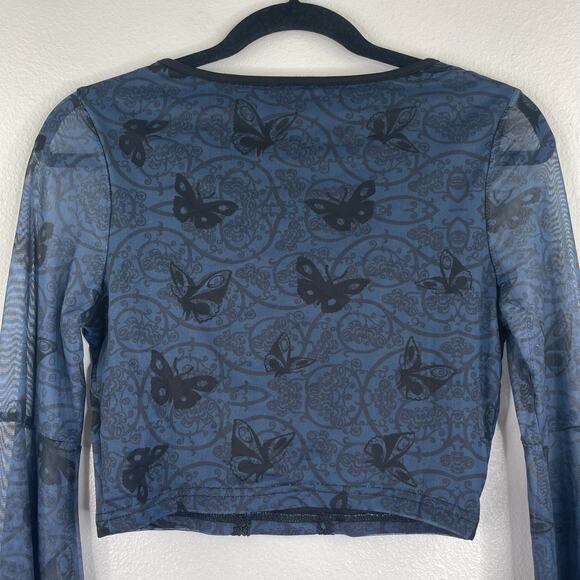 Tim Burton's Corpse Bride Romwe Black Blouse sheer butterfly Medium Whimsigoth - Picture 8 of 15